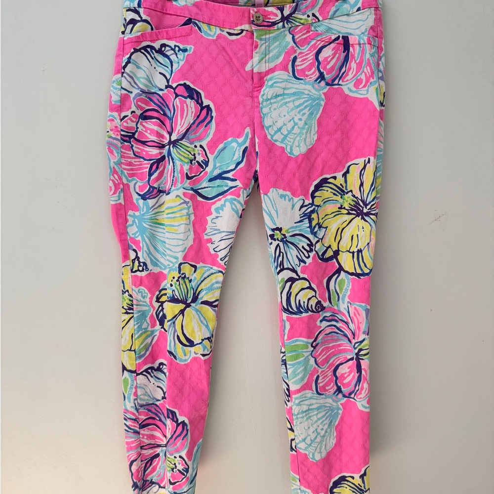 Lilly Pulitzer preppy Pink and Multicolor Floral ankle Pants